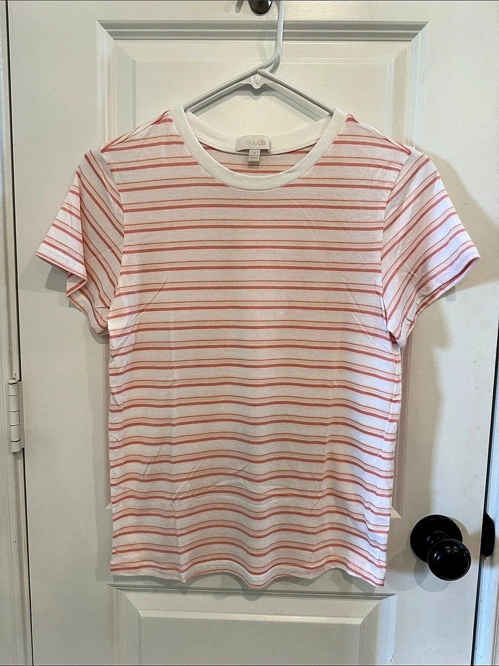 nuuds Perfect stripe tee in blush